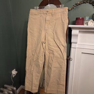 Madewell Khaki Cropped Wide Leg Pant Size 29